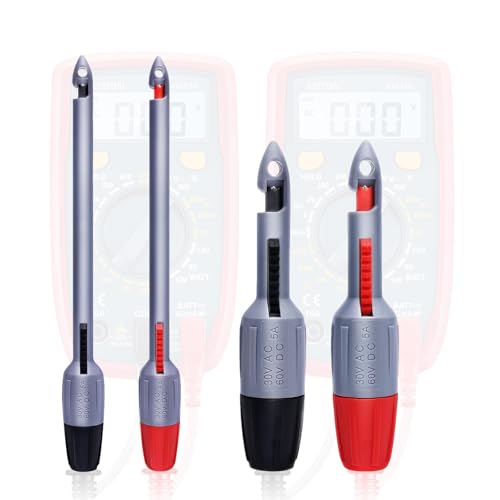 Wire Piercing Probe‌ Test Leads Set with 2mm/4mm Banana Plugs - Insulation ‌Piercing Probes‌ Clips for Safe Multimeter Testing on Automotive Electrical Circuits, Wires, and Terminals （4mm Long-Short） - size: 4mm Long- Short 4PCS