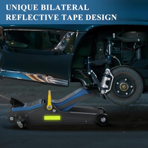 LARBANKE 2.5 Ton Floor Jack,Low Profile Jack with Portable Handle and Reflective Tape,Hydraulic Trolley Floor Jack for Garage, Home, Shop,Lifting Range 3.35"-15.16",Blue&Gray