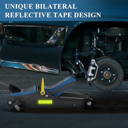 LARBANKE 2.5 Ton Floor Jack,Low Profile Jack with Portable Handle and Reflective Tape,Hydraulic Trolley Floor Jack for Garage, Home, Shop,Lifting Range 3.35"-15.16",Blue&Gray