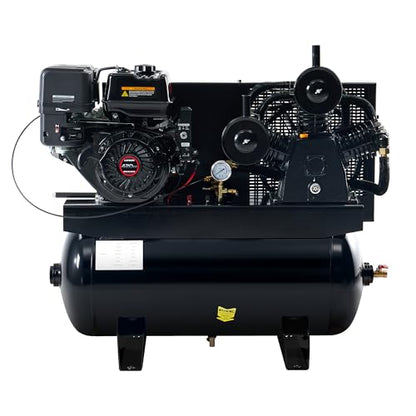 Albott 13HP Gas Air Compressor 30 Gallon Portable Horizontal Tank | 420cc Loncin Engine Max 180 PSI Pressure 3 Cylinders Cast Iron Pump Pneumatic Tool Compatible Commercial and Residential Use - size: 30 Gal
