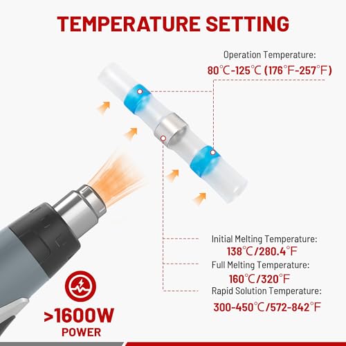 RED WOLF 200 PCS Solder Seal Wire Connector Kit 26-10 Gauge AWG, Self Soldering Wire Heat Shrink Butt Splice Waterproof Insulated Electrical Joint Wire Terminals for Marine Automotive Boat Truck