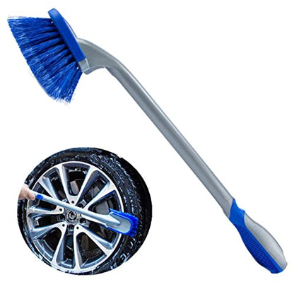 Car Tire Cleaning Brush Long Handle Wheel Brush Exhaust Pipe Cleaning Brush for Gm Truck,Motorcycle,Bicycle,Multi-Function Cleaning Tool