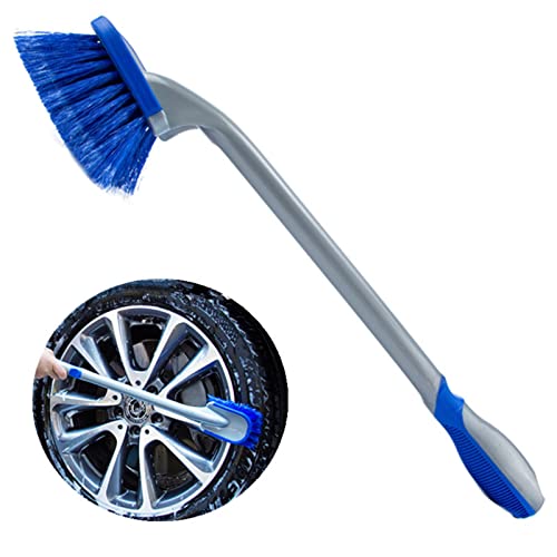 Car Tire Cleaning Brush Long Handle Wheel Brush Exhaust Pipe Cleaning Brush for Gm Truck,Motorcycle,Bicycle,Multi-Function Cleaning Tool