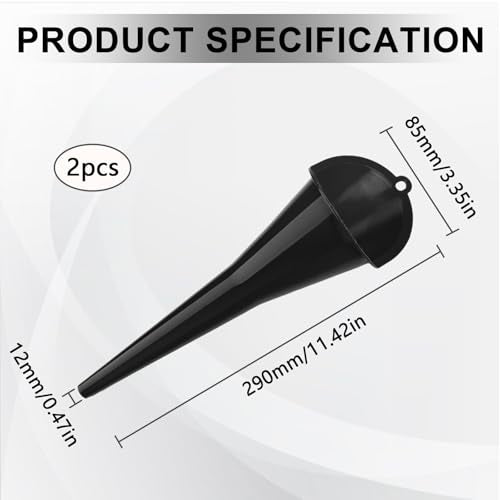 Long-Neck Oil Funnel for Automotive – Multi-Function Plastic Funnel for Oil, Gas & Lubricants – Universal Car Accessory (Black (2-Pack)) - color: Black (2-Pack)