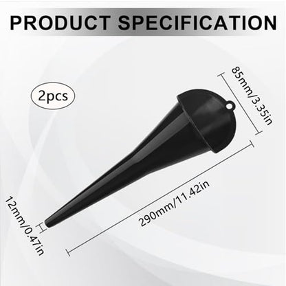 Long-Neck Oil Funnel for Automotive – Multi-Function Plastic Funnel for Oil, Gas & Lubricants – Universal Car Accessory (Black (2-Pack)) - color: Black (2-Pack)