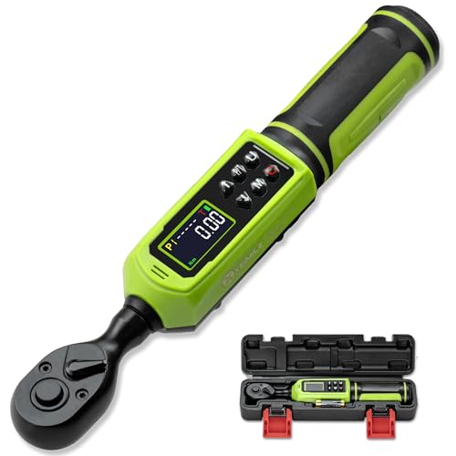 Digital Torque Wrench 3/8"Drive-0.66-44.25Ft.Lb for Bike Motorcycle | Electronic Torque Wrench(0.9-60N.m), Vibration Buzzer LED Indicator, ±2% Accuracy 5 Units for Precision Parts Engine Repair - size: 3/8"0.66-44.25 Ft-Lb