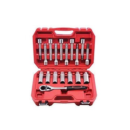 TECHTONGDA 18pcs Steering Hub Suspension Shock Absorber Strut Nut Removal Tool Socket Kit Ratchet Set