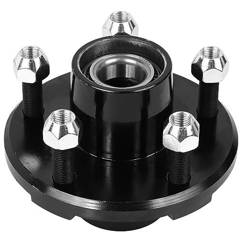2 Sets Trailer Hub Kit, 5 on 4.5" Bolt Pattern for 2000 lbs Axles, Includes 1" & 1-1/16" Straight Spindle Bearings L44643 L44649, Rust-Resistant Coating, Complete Idler Hub Hardware - size: 5 on 4.5" 2000 lbs