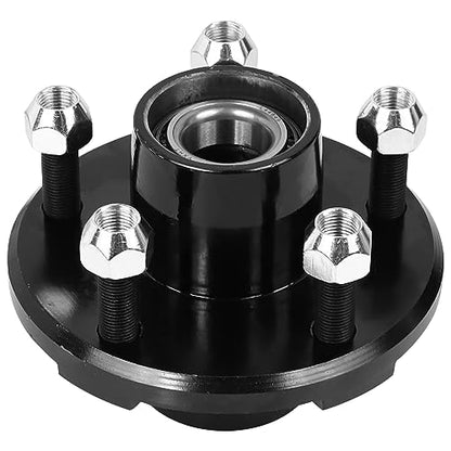 2 Sets Trailer Hub Kit, 5 on 4.5" Bolt Pattern for 2000 lbs Axles, Includes 1" & 1-1/16" Straight Spindle Bearings L44643 L44649, Rust-Resistant Coating, Complete Idler Hub Hardware - size: 5 on 4.5" 2000 lbs