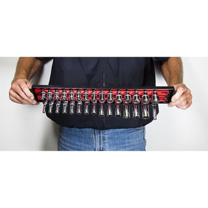 Ernst Manufacturing - 8492 Socket Boss 2-Rail 1/4-Inch-Drive Socket Organizer, 13-Inch, Red - Made in the USA - color: Red, size: 1/4", style: 13-INCH