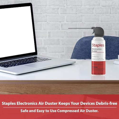 Staples Compressed Air Duster – 10 oz. Cans for Electronics, Keyboards & Office Devices, 4‑Pack