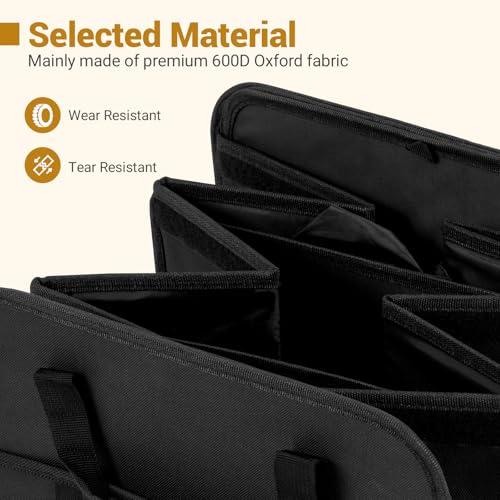 18 Gal Car Trunk Organizer with Lid, 3-Compartment Portable Storage Box with Leakproof Cooler Bag, Shoe Storage, Dividers & Adjustable Securing Straps, Collapsible Trunk Organizer for SUV, - size: 18 Gallon