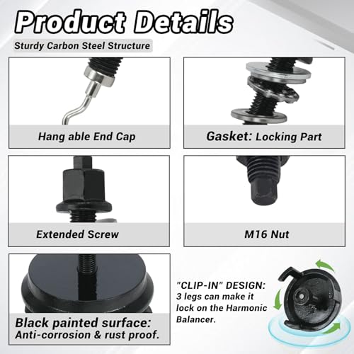 For GM 25264/551141 Harmonic Balancer Puller and LS Harmonic Balancer Installer Fit for GM 1997-UP V8 LS1 LS2 LS3 LS4 LSX LSA LS6 LQ4 LQ9 Crank Pulley Puller and Installer Set for GM LS LT Engines