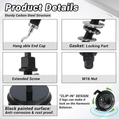 For GM 25264/551141 Harmonic Balancer Puller and LS Harmonic Balancer Installer Fit for GM 1997-UP V8 LS1 LS2 LS3 LS4 LSX LSA LS6 LQ4 LQ9 Crank Pulley Puller and Installer Set for GM LS LT Engines
