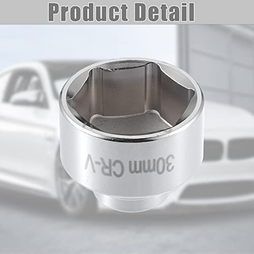 X AUTOHAUX Universal 30mm Car Oil Filter Wrench Oil Filter Socket Wrench Housing Cap Socket Remover Tools Silver Tone