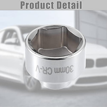 X AUTOHAUX Universal 30mm Car Oil Filter Wrench Oil Filter Socket Wrench Housing Cap Socket Remover Tools Silver Tone