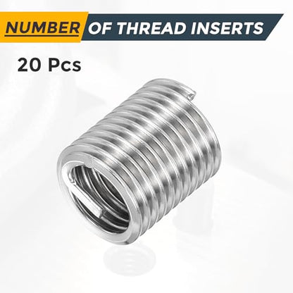 HARFINGTON 20pcs Wire Thread Repair Inserts M10 x 1.5 x 2D (20mm) Metric 304H Stainless Steel Helical Coiled Wire Screw Threaded Sleeve Sheath for Automotive Repairs - size: M10 x 1.5 x 2D