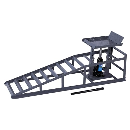 2 PCS Automotive Truck Service Ramp Adjust Heights 9.8-15in Hydraulic Low Profile Car Ramps 5T/11000LBS Capacity for Home Garage Maintenance Oil Changes