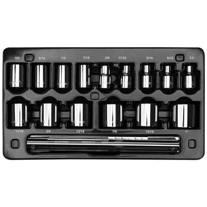 S06001 3/8" Drive Standard SAE Socket Set, 15 Piece, 6 Point - size: 3/8 Inch Drive, style: STANDARD