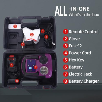 Electric Car Jack Hydraulic Cordless Remote Control 5 Ton 12V Small Portable Cordless Floor Jack Lift for SUV Sedan Vehicle MPV Car Change Tire Emergency Repair Tyre Purple