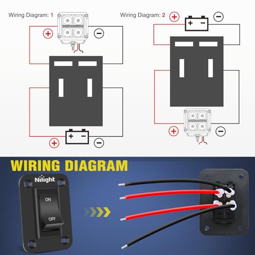 Nilight ON-Off Switch Panel 4 PIN DPST Toggle Switches Panel 12V 20A Black Anodized Aluminium Switch Shell Bracket with Screws Ternimals Jumper Wires Set for Cars Trailers Boats RV Camper - color: 1 Gang On-Off Switch