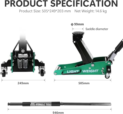 1.5 Ton Low Profile Floor Jack, Heavy Duty Steel Racing Floor Jack with Dual Pistons Quick Lift Pump, Lifting Range 3.3"-14.1", Hydraulic Professional Car Jacks 1.5 Ton/3000 LBS Capacity Green - color: Green - 1.5 Ton(Dual Pump), Lift 3.3"-14.1"