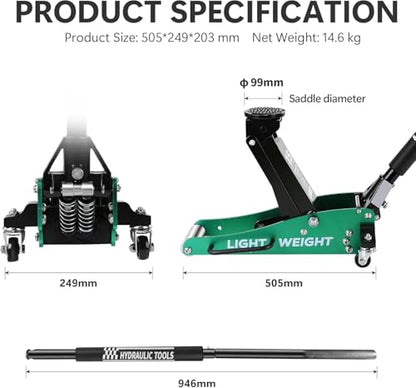 1.5 Ton Low Profile Floor Jack, Heavy Duty Steel Racing Floor Jack with Dual Pistons Quick Lift Pump, Lifting Range 3.3"-14.1", Hydraulic Professional Car Jacks 1.5 Ton/3000 LBS Capacity Green - color: Green - 1.5 Ton(Dual Pump), Lift 3.3"-14.1"