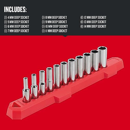 CRAFTSMAN Socket Set, Metric, 1/4" Drive, 6 Pt., 11Piece (CMMT12051) - style: Metric
