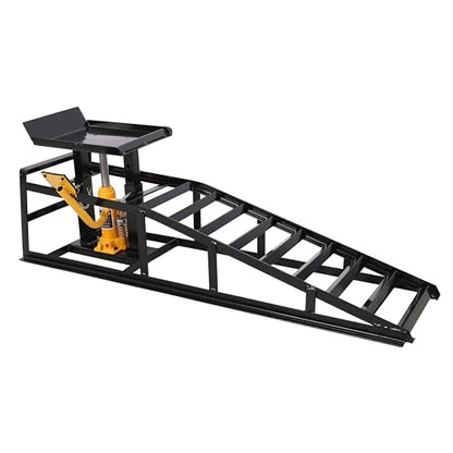 2 Pack Hydraulic Car Ramps with Pedal Auto Car Truck Service Ramps Lifts Low Profile Car Lift Service Ramps Truck Trailer Garage,Height Hydraulic Vehicle Ramps 5 T 10000 LBS (Black) - color: Black