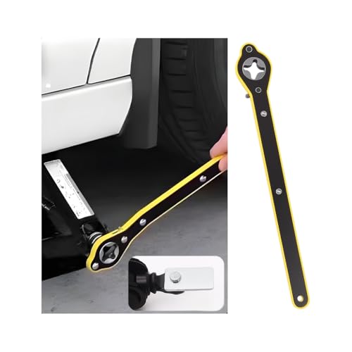 Car Jack Ratchet Wrench, 360° Swivel Labor-Saving Vehicle Tire Wheel Jack Lift Speed Handle Repaire Tool with Converter, Automotive Lug Wrench Accessories, Universal for SUV Travel Vans