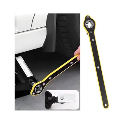Car Jack Ratchet Wrench, 360° Swivel Labor-Saving Vehicle Tire Wheel Jack Lift Speed Handle Repaire Tool with Converter, Automotive Lug Wrench Accessories, Universal for SUV Travel Vans