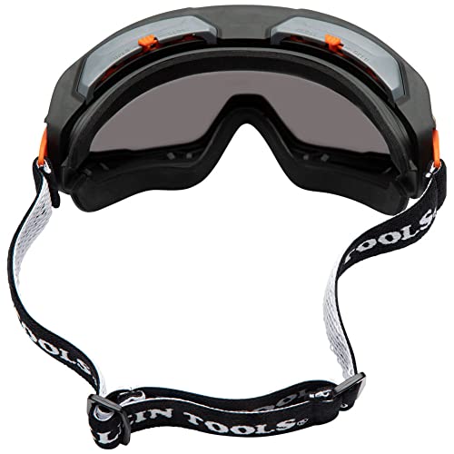 Klein Tools 60480 Safety Goggles, Tinted Gray Lens PPE Eye Protection, Anti-Fog, Scratch-Resistant, UV Protection, Adjustable Vents
