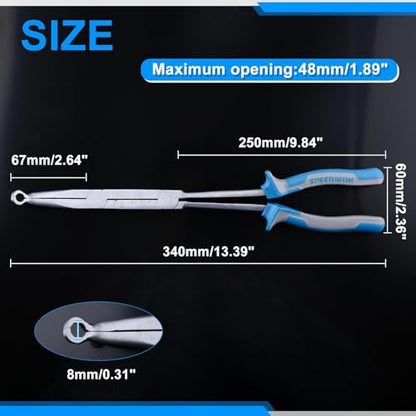 SPEEDWOX 13-Inch Long Reach Double Joint Ring Nose Plier Long Reach XL Pivot Ring Nose Pliers Hose Grip Pliers 1/3"" Diameter Hose Removal Pliers Hose Pliers for Narrow Spaces and Limited Areas, Blue - style: Small Hose Grip Pliers
