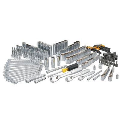 DEWALT Mechanic Tool Set, 247-Piece, 1/4 in., 3/8 in. and 1/2 in. Drive, SAE, Ratchets, Sockets, Hex Keys, Combination Wrenches, Polish Chrome Finish (DWMT81535) - style: 247 pc