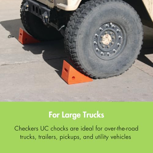 Checkers One Large Wheel Chock for 27-35" Tires, Heavy Duty Wheel Chocks for Semi Trucks, Utility, Tractor Trailer, 30k lb Load Capacity, Made in The USA, Polyurethane, UC1700 - style: Single Chock