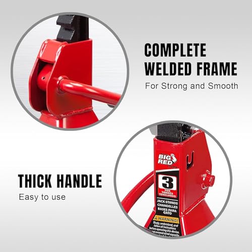 BIG RED T43202 Torin Heavy Duty Steel Jack Stands: 3 Ton (6,000 lb) Capacity Car Lifting Stand,1 Pair (Not Suitable for SUV,Truck) - size: 3 Ton, style: Normal