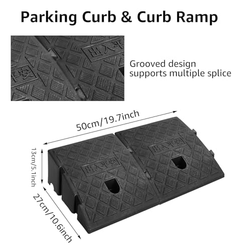 CertBuy 5 Inch Rise Curb Ramp 2 Pack, Portable Plastic Driveway Curb ramps, Threshold Ramps Set for Loading Dock, Driveway, Sidewalk for Scooter, Wheelchair, Car, Truck, Motorcycle, Dolly
