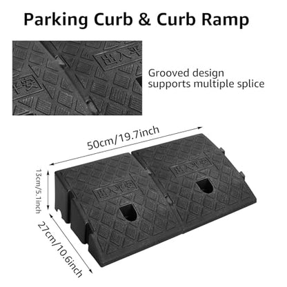 CertBuy 5 Inch Rise Curb Ramp 2 Pack, Portable Plastic Driveway Curb ramps, Threshold Ramps Set for Loading Dock, Driveway, Sidewalk for Scooter, Wheelchair, Car, Truck, Motorcycle, Dolly