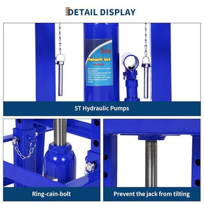 2PCS Hydraulic Car and Truck Service Ramps, 11000 Lbs (5 Tons) Low Profile Car Lift Service Ramps, Adjustable Lift Height 9.8" to 16.21" Height for Oil Changes, Auto Repair, Vehicle Maintenance - Blue