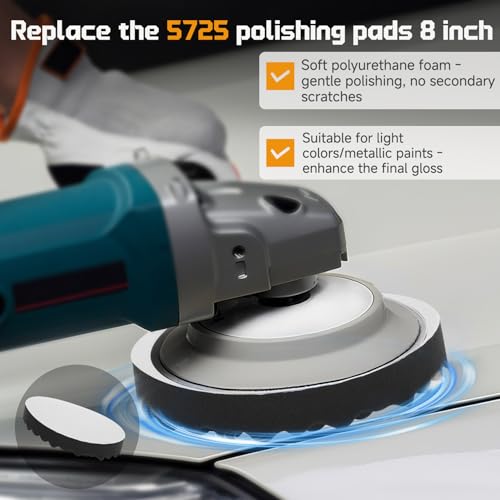 𝐔𝐩𝐠𝐫𝐚𝐝𝐞𝐝 Polishing Pad-8 Inch for 7" Backing Plates –Replace for 3m 5275 5723 5733 Foam Buffing Pads- Car Polishing Cutting Sponge Pads Compatible with dewalt, spta and Chemical Guys Polisher