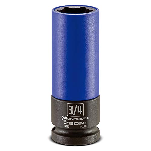 Powerbuilt 3/4 in. Zeon Lug Nut Socket Set for Damaged Lug Nuts - 941430M, Blue - size: 19.1 mm