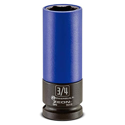 Powerbuilt 3/4 in. Zeon Lug Nut Socket Set for Damaged Lug Nuts - 941430M, Blue - size: 19.1 mm