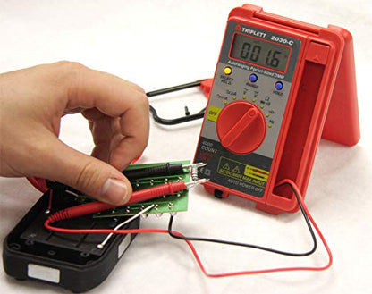 Triplett 2030 Pocket-Sized 4000 Count Digital Multimeter - AC/DC Voltage, AC/DC Current, Resistance, Frequency, Capacitance, Continuity, and Diode Check - size: 2030-C, style: Standard