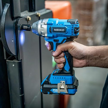 NEIKO 10880A 3/8-Inch-Drive Brushless Cordless Impact Wrench, 20-Volt Compact Impact Wrench with Lithium-Ion Charging Battery, Includes Fast Charger, 3/8 Impact Gun, 3/8 Impact Wrench, Impact Driver - style: 3/8" Brushless Impact Wrench