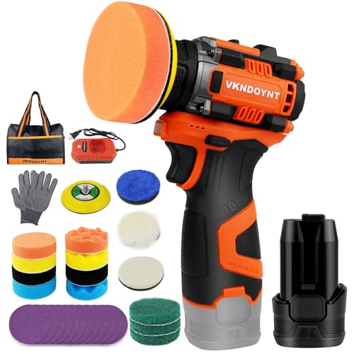 Brushless Cordless Polisher, 3" Mini Buffer & Sander Machine Kit, 2 Variable Speed Small Sander (0-500/0-3000 RPM), 3.0Ah Battery, 31 Accessories for Car Detailing/Buffing/Sanding/Waxing