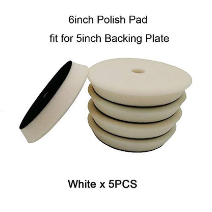 Jinchao-polishing Pads, Sponge Different Hardness Polishing Car Sponge Pad, 4/6/7 Inch Polish Pads, for Dual Action Polisher,Polishing (Color : 6Inch White x 5pcs) - color: 6inch White X 5pcs