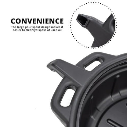 NEIKO 20760A 4 Gallon (16L) Anti-Splash Drain Container with Pour Spout, Black Plastic Drip Catcher for Fluid Changes - style: 4 gal/16 L Oil Drain Pan