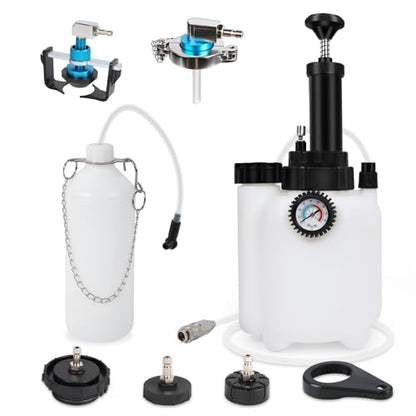 PLAYOCCAR Brake Bleeder Kit 3L with 4 Adapters & Waste Bottle | Includes 1L Waste Bottle & Universal Adapter, Upgraded Master Cylinder Adapters, Vacuum Pump for Single-Hand Brake Bleeding