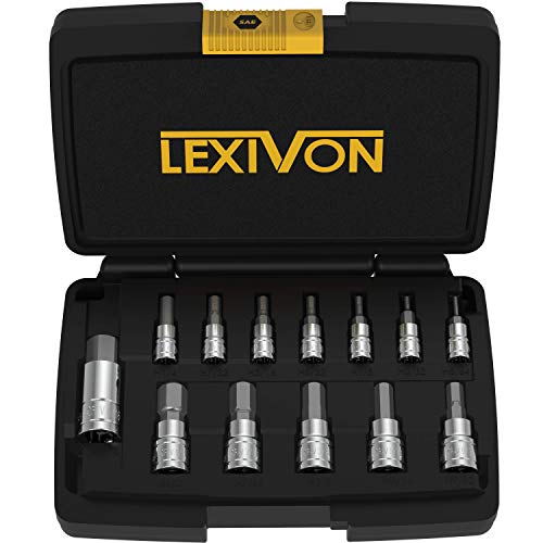 LEXIVON HEX Bit Socket Set, Premium S2 Alloy Steel | 13-Piece SAE 5/64" - 9/16" Set | Enhanced Storage Case (LX-142) - style: HEX set (Imperial)