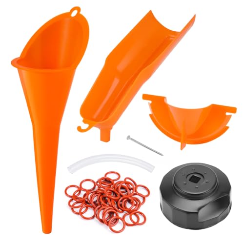 Oil Change Kit Fits for Harley Models, Oil Change Tool Set with Filter Cap Wrench, Crankcase Fill Funnel, Primary Case, Drip-Free Oil Filter Funnel& 50Pcs O-Rings